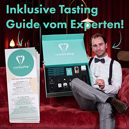 Couchtasting Gin Tasting Set mit 4 Flaschen a 50ml, 2 Gläsern, spannendem Kartenspiel und Nussmischung - das perfekte… – Bild 7