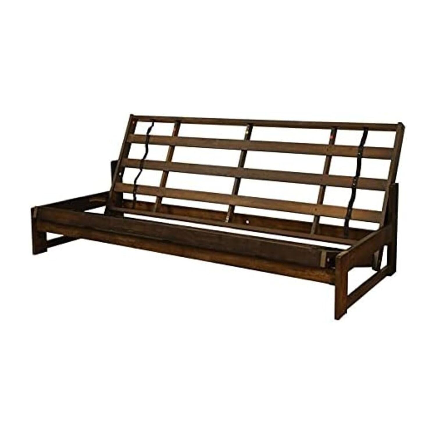HomeStock Full Size Futon Frame Set - Convertible Sofa Bed - Hardwood Mocha Finish Frame Only