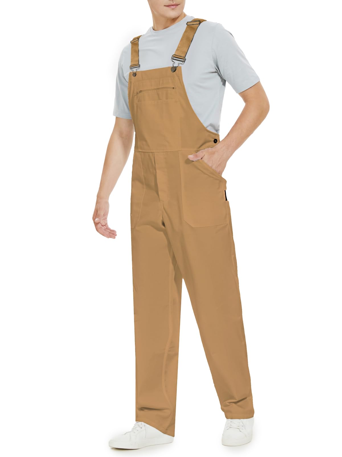 WORK IDEA Men's Bib Overalls Workwear Fashion Lightweight Jumpsuit with Pockets