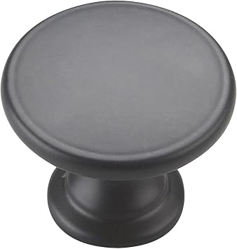 Richelieu Hardware Transitional Cabinet and Drawer Knob, 1-3/4-inch 45 mm Marseille Collection, BP88190, Black