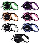 Jenny Wren Tangle-Free, Retractable Dog Lead with Anti-Slip Handle; 8M / 26FT Reflective Strong Nylon Tape/Ribbon; One-Handed Brake, Pause, Lock Blue