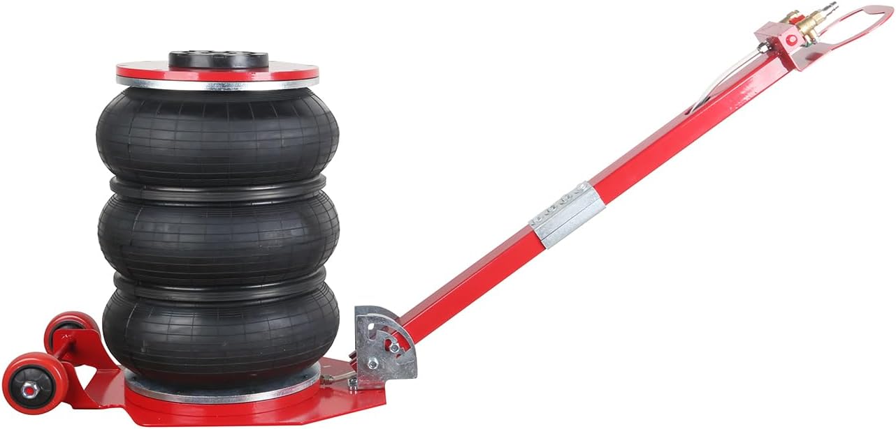 Air Bag Jack - 11000lbs 5 Ton Capacity, Heavy Duty Quick Car Lifting Jack, Triple Bag, Long Folding Handle and Two Wheels, for Auto Repairing & Tyre Changing