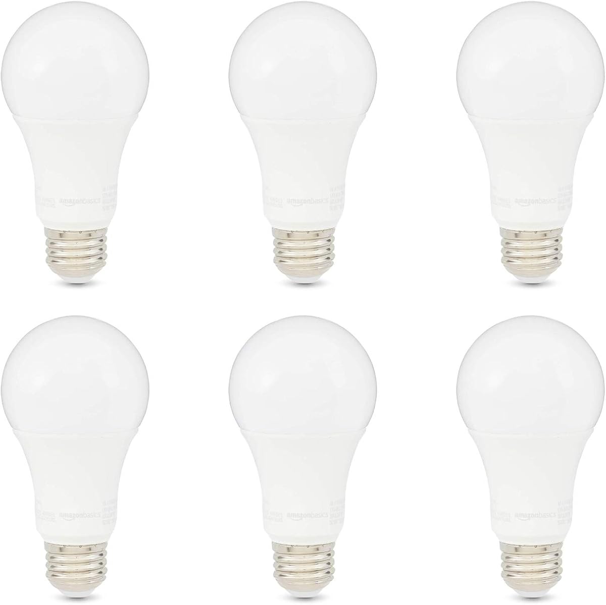 Amazon Basics A19 LED Light Bulbs 100 Watt Equivalent, Daylight White (5000K), Energy Efficient 15 W, Non-Dimmable, 10,000 Hour Lifetime, 6 count (Pack of 1)