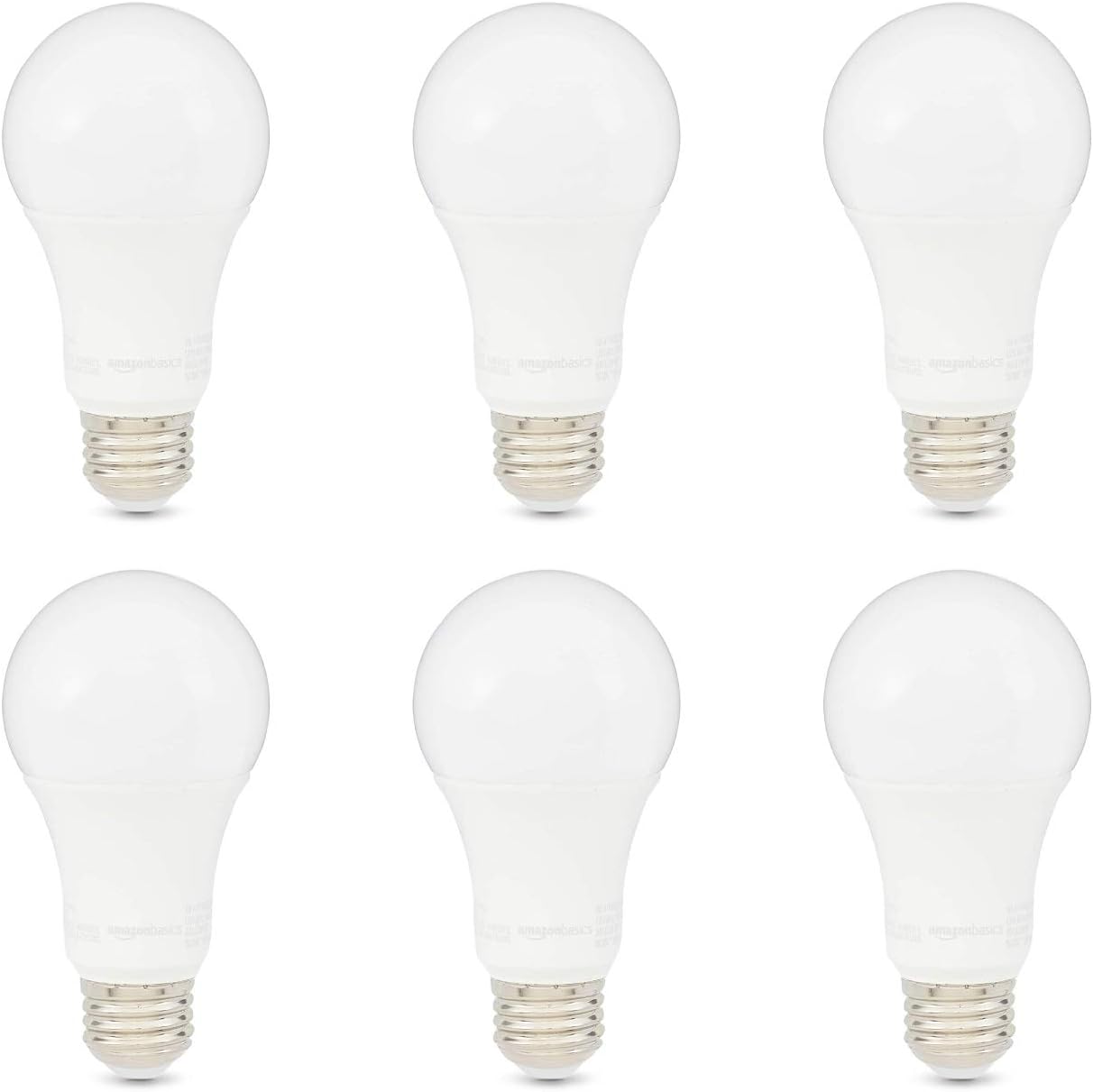 A19 LED Light Bulbs, 100W Equivalent, 15W Energy Efficient, E26 Standard Base, Daylight White 5000K, Non-Dimmable, 10,000 Hour Lifetime, 6-Pack