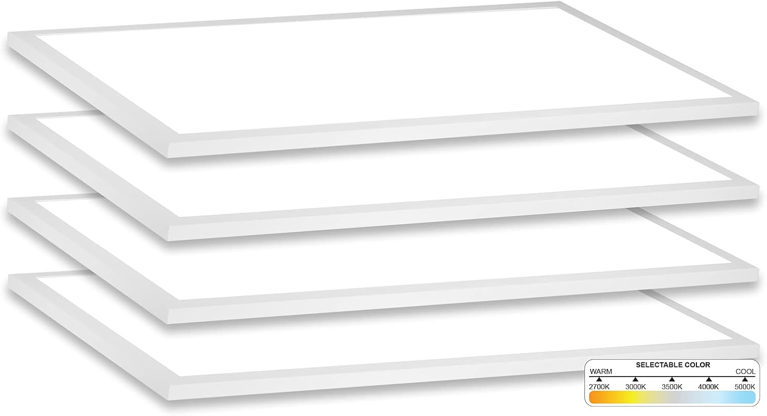 Nеw Arrіvаlѕ NUWATT 1x2 FT Surface Mount LED Ceiling Panel (4 Pack) 22W Built in Internal Driver, 5 CCT- 2700k, 3000K, 3500k, 4000K, 5000K, Triac Dimmable, Flush Mount Ceiling Fixture, 120V, CRI90, UL Listed