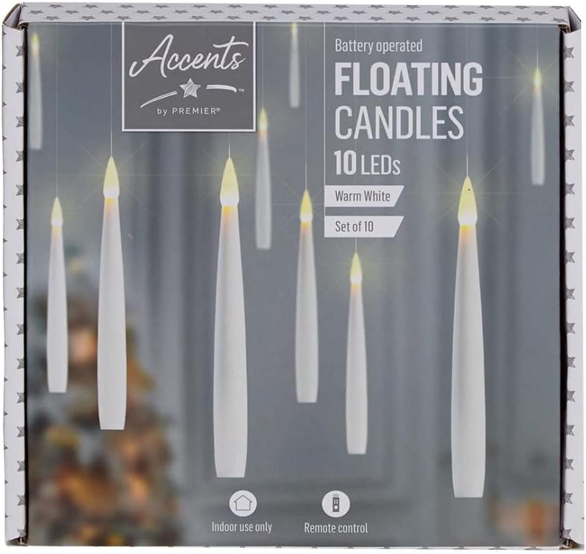15cm Flickerbright Floating Candles with Timer - Pack of 10