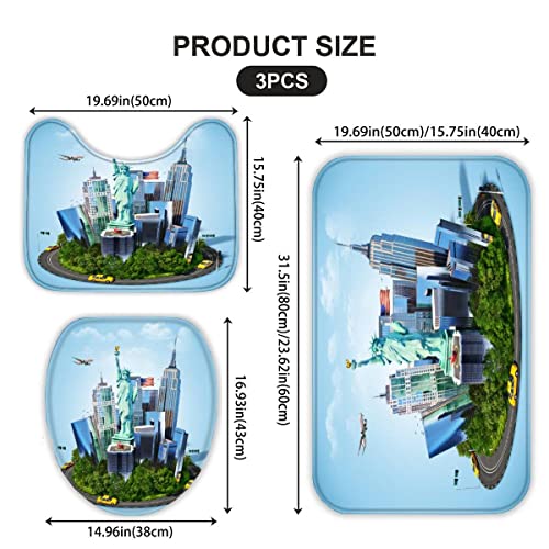 Badematten set 3D 40x60 Manhattan NewYork absorbierend 3-teiliges Badezimmerteppich-Set maschinenwaschbare weich… – Bild 3