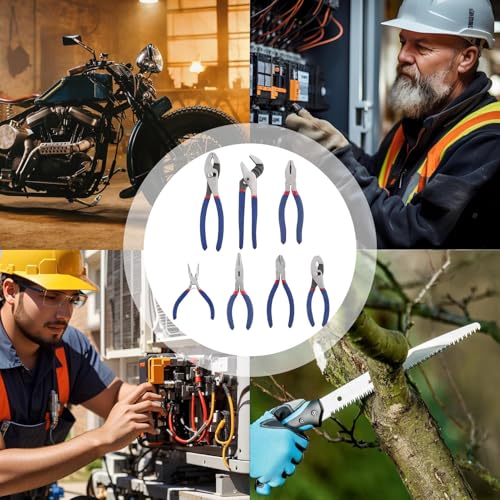 Conjunto de alicates, kit de set de alicates | Herramientas manuales Conjunto de 7,Alicates versátiles antideslizantes portátiles para taller de jardín Garage Automotive Construction Outdoor - imagen 4