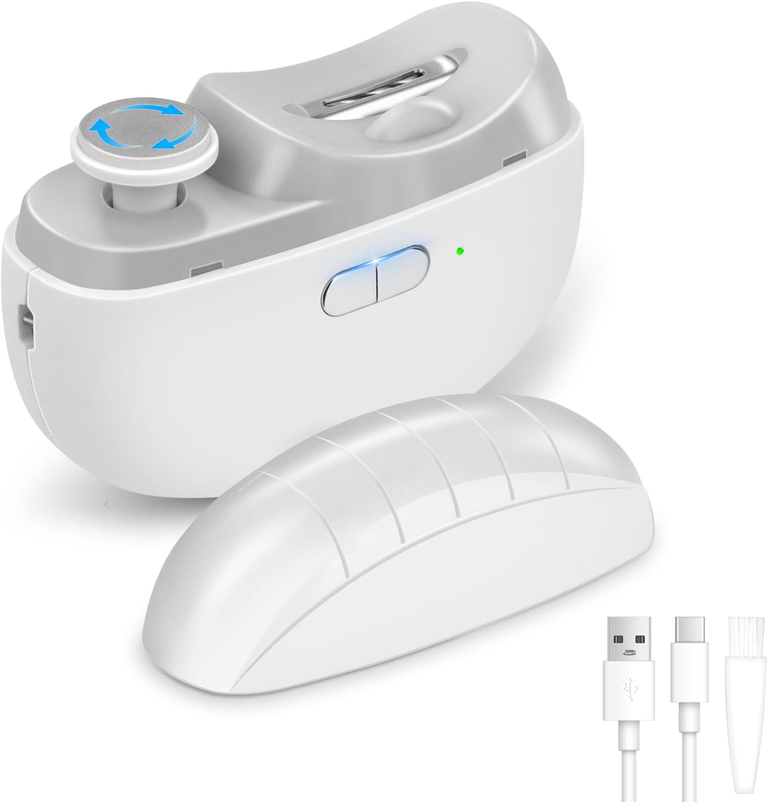 LOOGBH Electric Nail Clipper, Dual Use, Electric Nail Clipper, 2-in-1 Automatic Nail Clipper, Speed Level, Electric Nail Sharpener, Type-C Rechargeable, Electric Nail Scratcher, LED Light, Low Noise