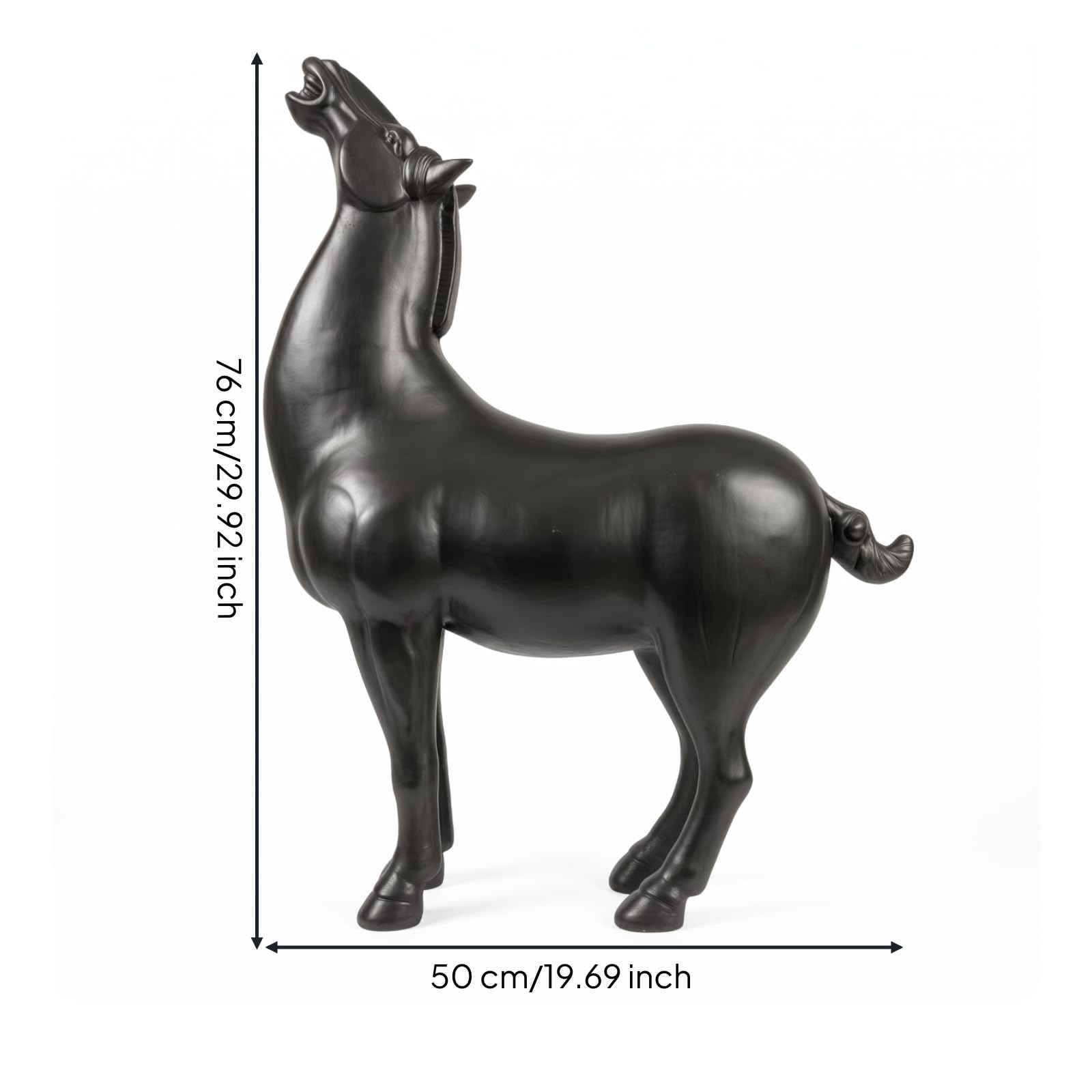 Baoblaze Escultura de Caballo Abstracto Estatua Figura Adorno de Caballo Decorativo en Resina con Líneas Fluídas y Cola Acabado, Largo 50 Cm, Ancho 22 Cm, Alto 76 Cm, Estilo Chino Moderno
