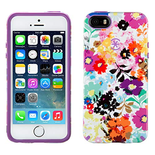 speck products candyshell inked case for iphone(r) 5/5s, bold blossoms/revolution purple