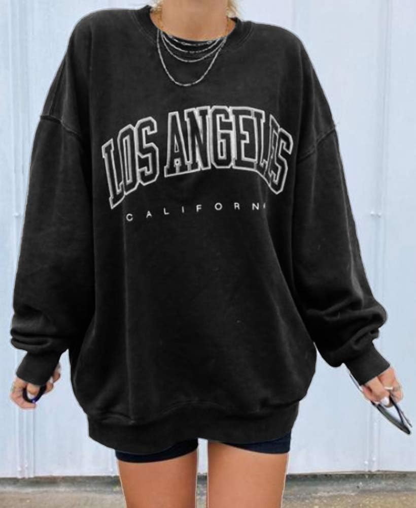 Langwyqu Women's Oversized Sweatshirt Los Angeles California Crewneck Long Sleeve Casual Loose Pullover Tops - Image 4