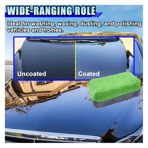 Image of 12PCS Ceramic Coating Applicator Sponge, 4.13'' x 1.84'' Microfiber Car Detailing Applicator Pads, Rectangular Car Foam Cleaning Pad, Auto Polishing Pad for Wax, Paint, Sealant (Green)