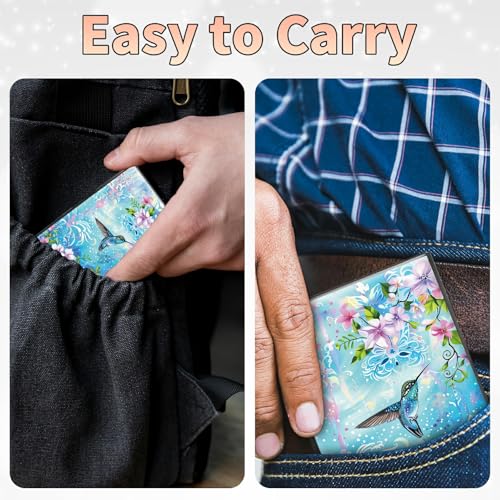 Slim Credit Card Holder, Hummingbird and Flowers RFID Blocking Metal Wallet for Men & Women, Aluminum Minimalist Hard Case Pocket-Sized Business Cards Organizer (Fits Up to 10 Cards) 7