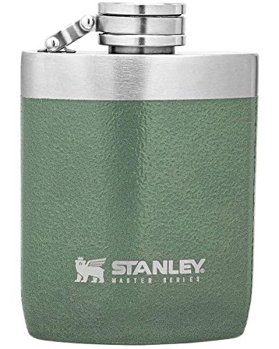 Stanley Master Hip Flask 8oz with Integrated Steel Cap, Wide Mouth 1.0mm Stainless Steel Hip Flask for Easy Filling & Pouring, Flask with Never-Lose Leak Proof Cap for Camping or Daily Use
