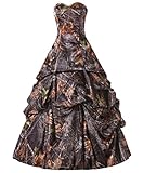 Kivary A Line Camouflage Long Orange Corset Pick Up Prom Dresses Wedding Gowns US 4
