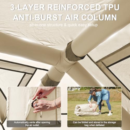 Image of Inflatable Tents for Camping,Easy Blow Up Tent with Hand Pump,4 Seasons Waterproof Air Inflatable Camping Tent House for Family Weekend Camping