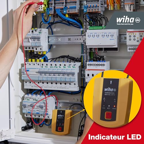 Testeur de continuite Wiha 45222 LED CAT II 600 V jaune et noir