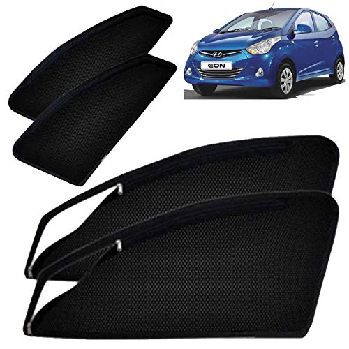 Image of Autofact Magnetic Car Sunshades Compatible with Hyundai Eon (2011 to 2024) (Set of 4) - Easy Installation, UV Protection, Keeps Car Cool (Front 2 with Zippers, Rear 2 Without Zippers)