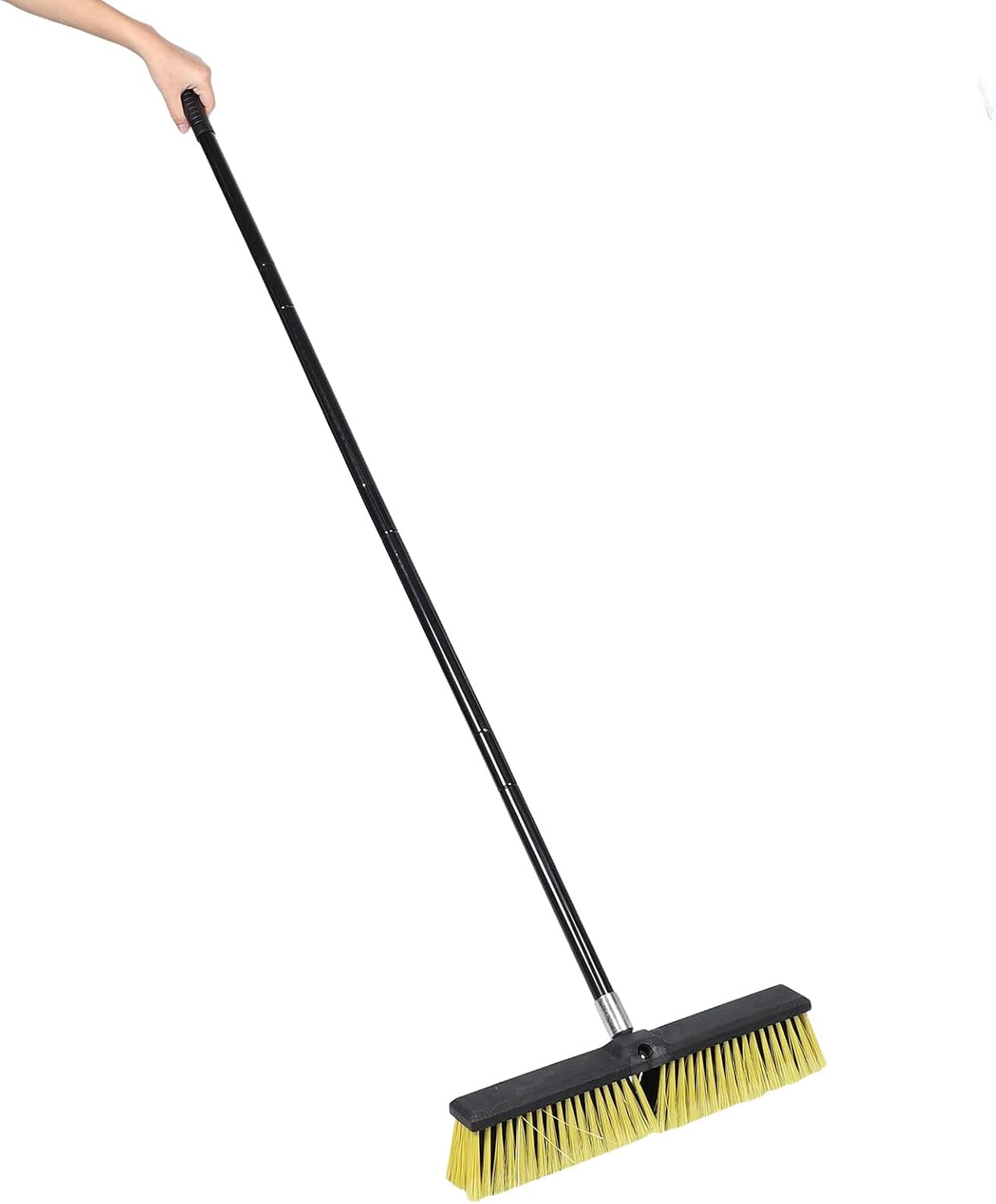 Outdoor Push Broom with Aluminum Handle, 80cm Deck Cleaning Brush for Patio, Driveway, Garage, and Yard, Commercial-Grade Concrete Sweeper with Stiff Bristles for Wet and Dry