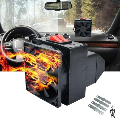 Riloer Calefactor de coche, Calefactor de coche portátil, 2 en 1 de 12 V y 150 W Desempañador de parabrisas Calentador de Calefacción para Automóvil, Ventilador de Automóvil Descongelador