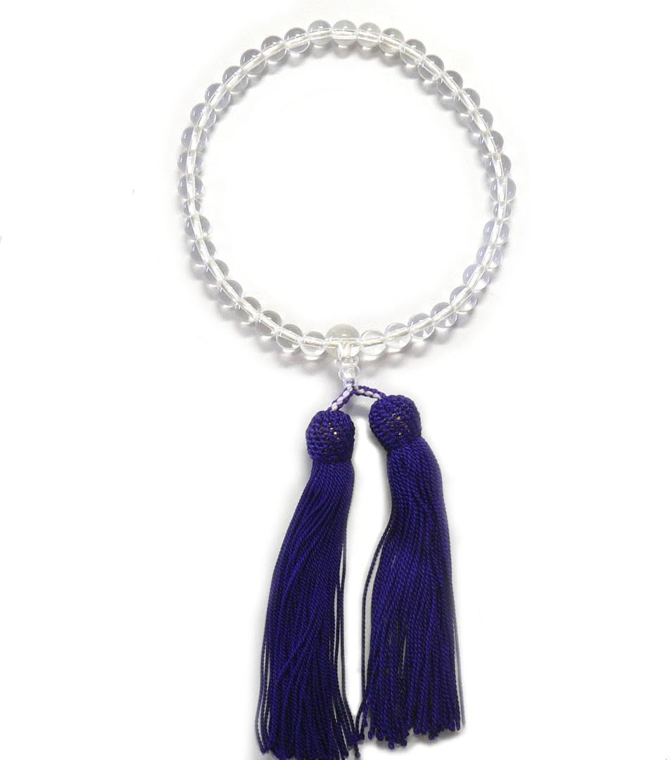 法事、お墓参りに お守りとして、数珠は心の安らぎ 天然水晶７ミリ玉女性用数珠