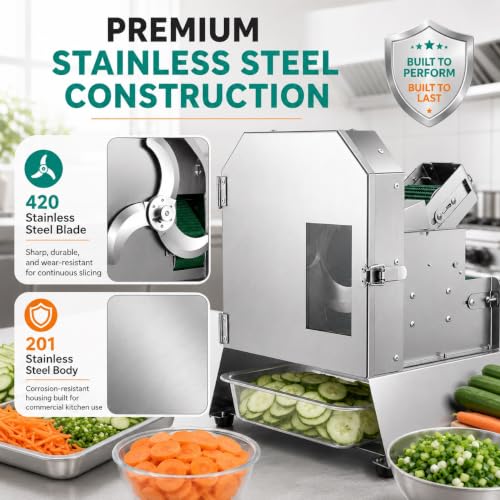 Cortadora de alimentos de acero inoxidable comercial con motor de 200W 4