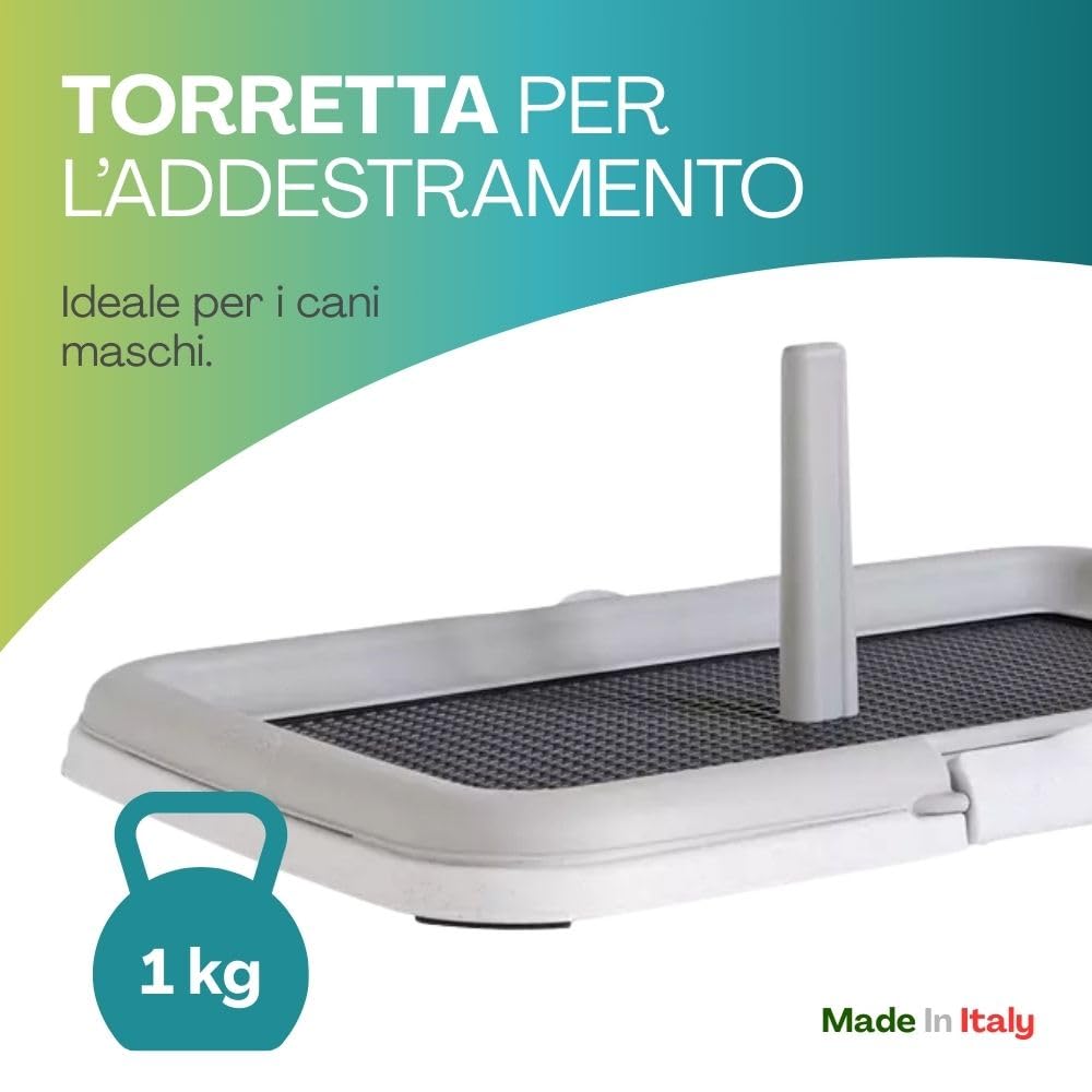 Paluplus Toilette Educativa per Animali, Misura 60x40 cm, tappetino con piedini antiscivolo e Torretta per Cani Maschi, Lettiera per Addestramento cuccioli cane e gatto -0600F