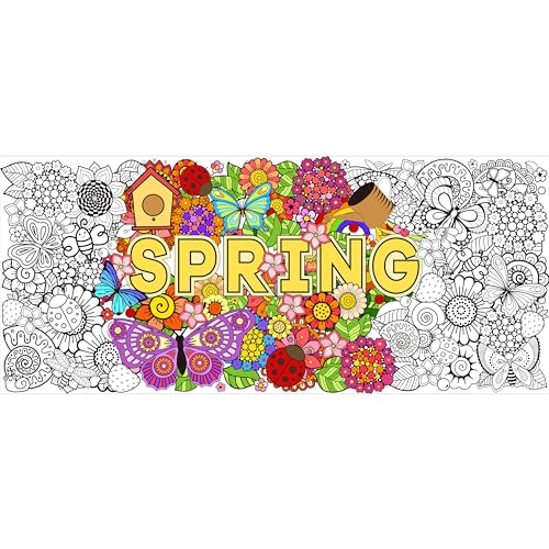 Dvbonike Jumbo Spring Mandala Coloring Poster Giant Flower Butterfly Color-in