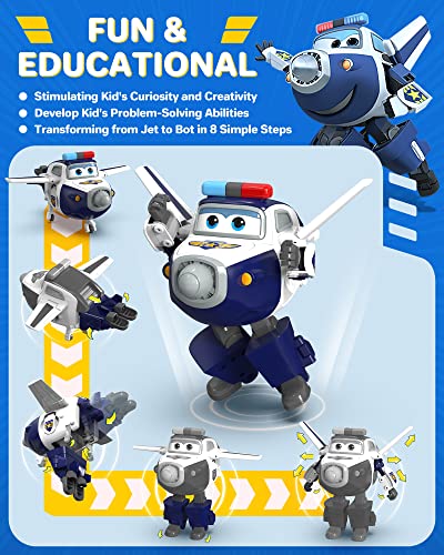 Super Wings 5" Transforming Paul Airplane Toys Vehicle, Action Figure, Plane To Robot, Suitable 3 4 5 Year Old Preschool Kids, Fun Plane Toys For Boys And Girls, Birthday Gifts, Blue #TOP1
