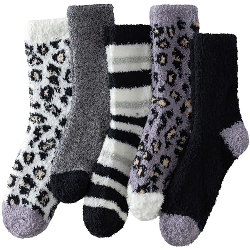 Fuzzy Socks for Women 5 Pairs, Super Soft Warm Cozy Socks for Womens Winter