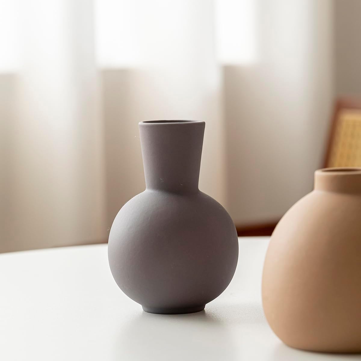 Modern Ceramic Vase Set of 3, Decorative Flower Vases for Home, Multicolor Pottery Vases for Living Room, Kitchen, Bedroom, Shelf, Rustic Farmhouse (Blue Black) - Image 9