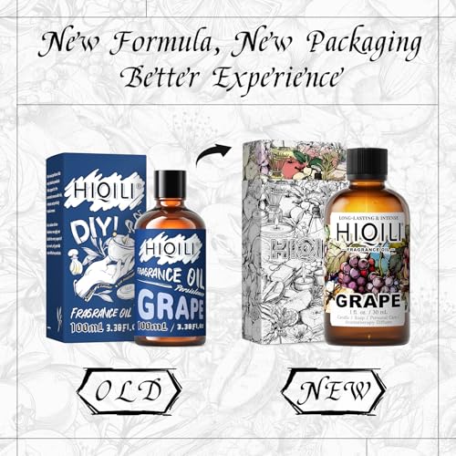 Image of HIQILI Grape Fragrance Oil for Diffusers, Perfume & Room Spray - 1 Fl Oz | for Making Candles, Hand Soap, Air Freshener, Long Lasting Fruity Scents - 30 ML