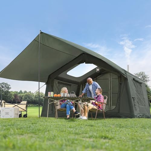 4-6 Person Blow Up Tent with Awning, Waterproof 300D Oxford...