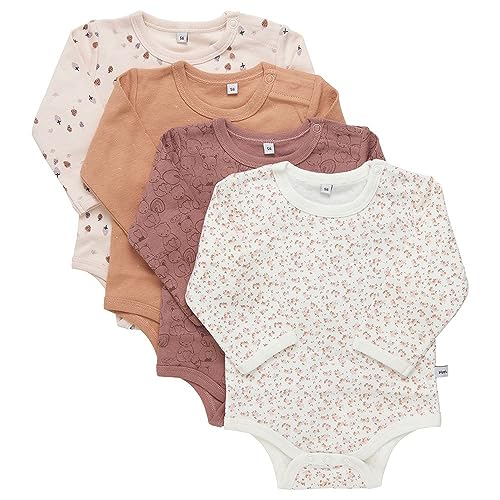 PIPPI Unisex Baby Body LS AO-printed (4-pack) Formender Body, Brown, 98