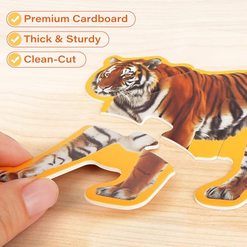 Image of BenBen Puzzles for Toddlers 2-4,12 Animal Puzzles, 3 Levels Step-by-Step