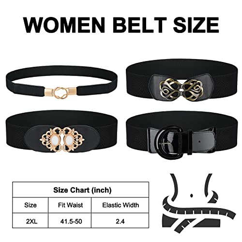 Xtinmee 4 Pieces Plus Size Waist Belts for Women 2 XL Wide Stretchy Elastic Vintage Black Belt for Dresses Accessories4