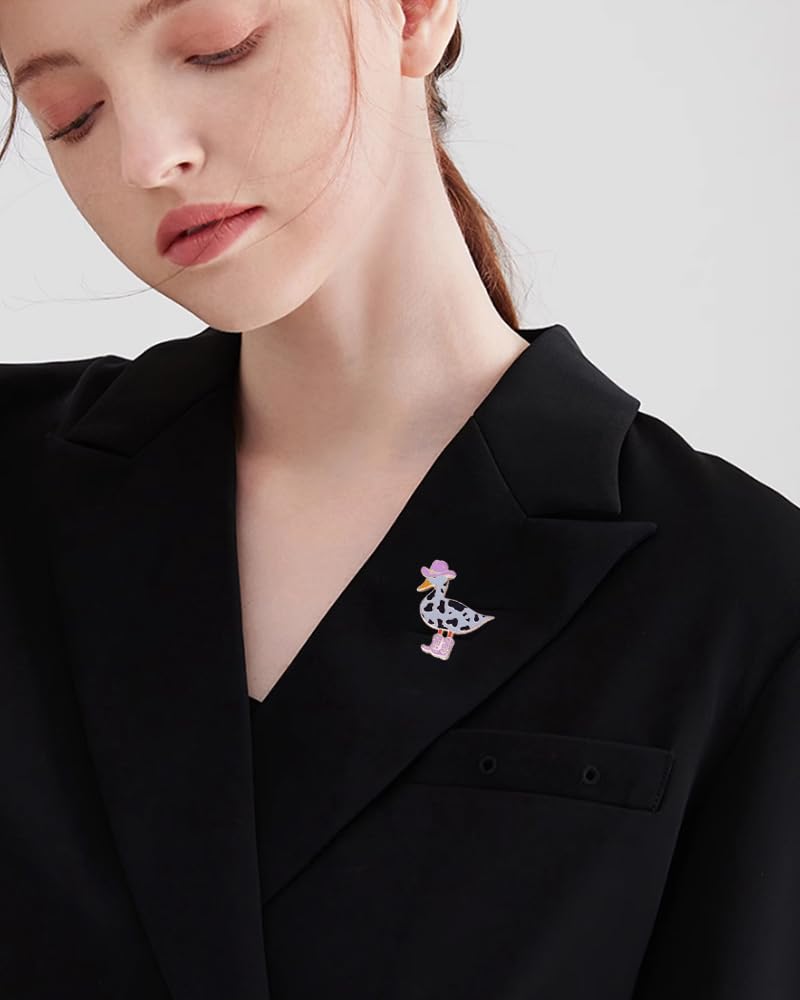 Cute Cartoon Cowboy Duck Brooch Pin For Women Funny Novelty Animal Cowgirls Hat Boots Lapel Pins Kawaii Corsage Clips Badges Button Jewelry For Niece Daughter Backpacks Clothing Bags Accessories