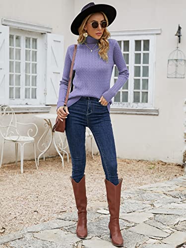 Image of SANGTREE Women's Cable Knit Sweater Long Sleeve Turtleneck Tops | Unmatched Softness| Lightweight Comfort| Rib Knit Cuffs| All Season Versatility| Suitable for Various Combinations