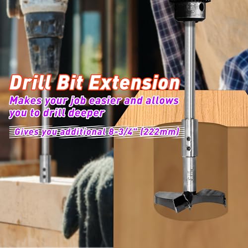 ASNOMY 10 Inch Extra Long Ship Auger Extension Forstner Bit Extension with 1/2" Shank, Accepts 1/2" Shank, 1/2" Hex Drive