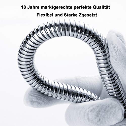 D&D Premium Duschschlauch aus Edelstahl Flexibler Brauseschlauch mit Dichtungen für Handbrause, Hand-Duschkopf,Chrom (100cm, Premium-Typ)