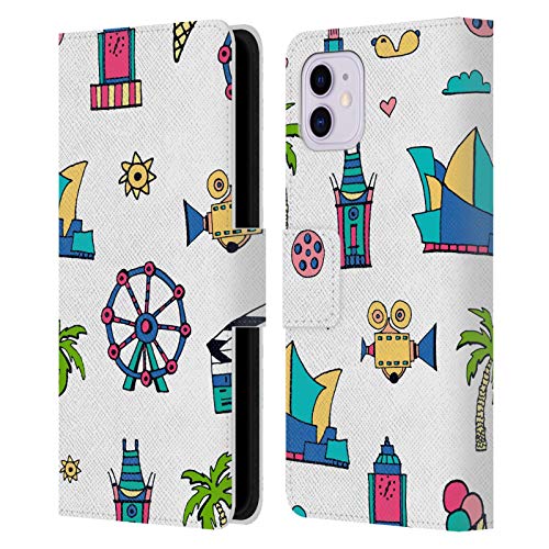 Funda de cuero iPhone 11 Haroulita con gráficos juguetones de Sídney