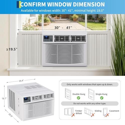 Image of 23200 BTU Smart WiFi Window AC with Heat, 4-in-1 Cool Heat Dehumidifier Fan Combo, App & Remote Control, Fits Large Bedroom Apartment Living Room Up to 1500 Sq. ft