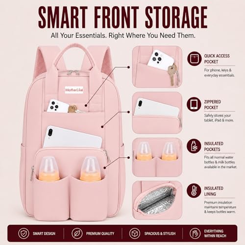 Image of Diaper Mommy Bags For Mothers for Travel - Hospital Baby Maternity Bag for Delivery Women - New Born Baby Essentials - Water-Resistant Fabric & Insulated Bottle Holders | 24 L, 15 Pockets