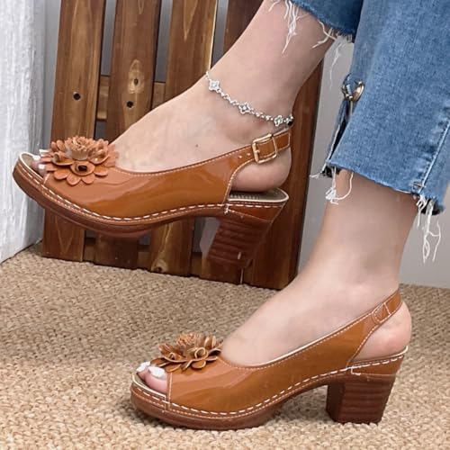 Women's Large Size Thick Heel Summer/Seasonal Flowered Straps Sandals for Women3