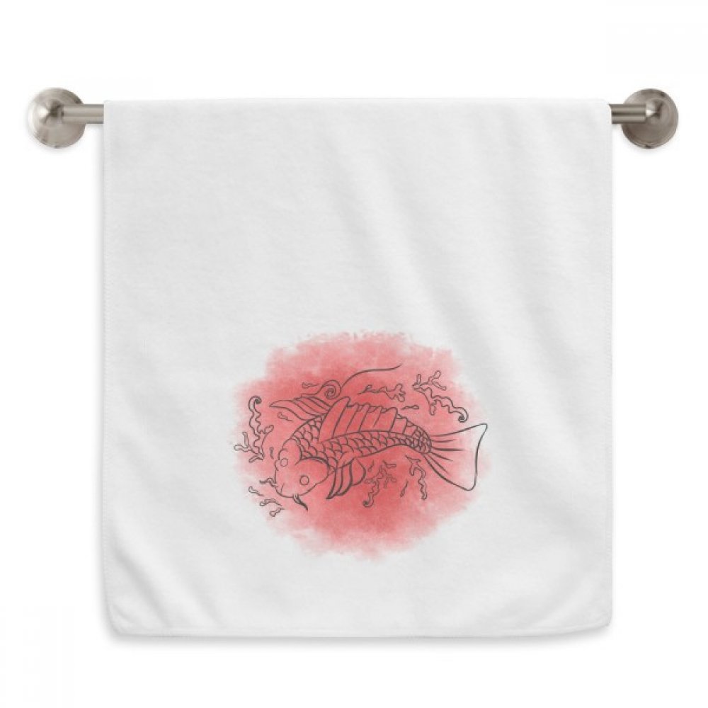 Serviette de toilette de culture japonaise poisson rouge aux finitions soignées de 13x29"