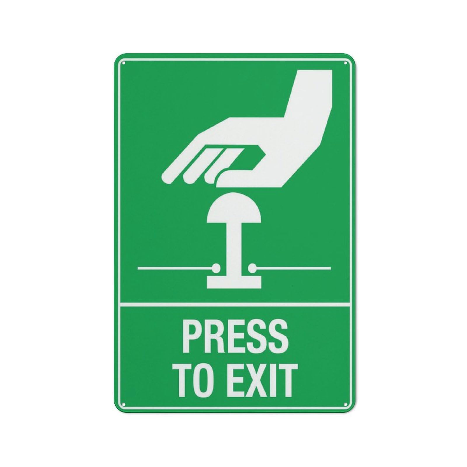 Press To Exit Green Sign - Premium Aluminum 12"x8", Sun-Proof & Rust-Free, Yard Use for House