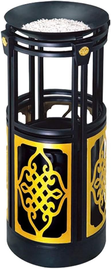 Waste Bins,Outdoor Ashtray Indoor and Outdoor Trash Cans Stainless Steel Trash Can Round with Ashtray Trash Can Retro for Hotel Mall Office Buildi(Black) Outdoor Recyclibin/B/a