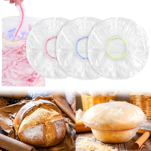 50PCS Colorful Bowl Covers for Bread Proofing, Reusable Elastic Sourdough Bread Baking Cover, Plastic Bowl Covers for Bread Rising, Stretchable Plastic Wrap for Storage Containers