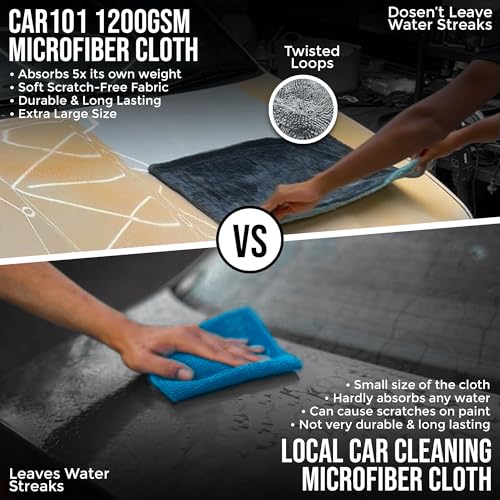 Image of CAR101 Graphene Coating & 1200 GSM Multipurpose Microfiber Cloth Combo - Ceramic Coating Spray (300ml) with Hydrophobic Finish|UV Protection|Ultra-Soft Cleaning Cloth for Car, Bike & Home